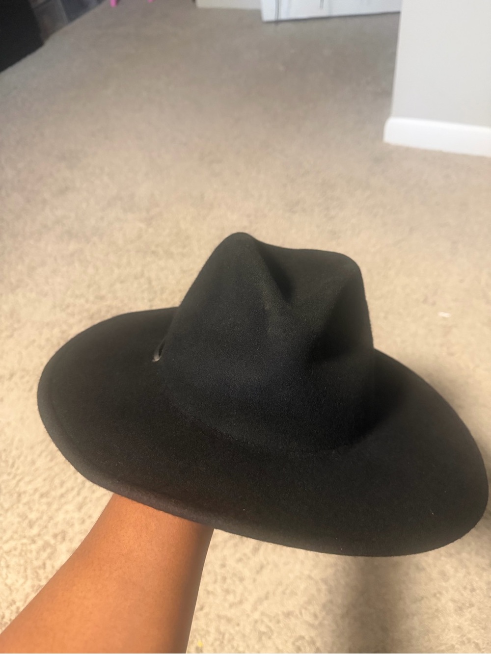 Brixton Field Crossover Black Wide Brim Hat Chin Cord Medium 58cm